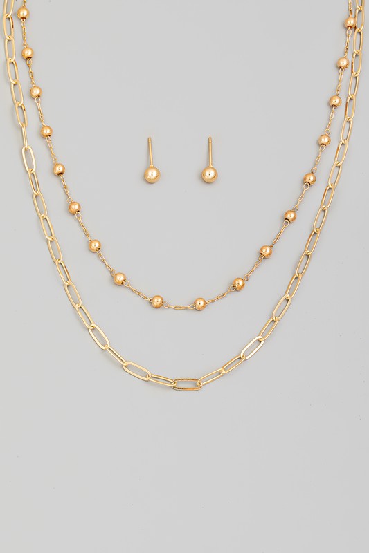 Layered Necklace Set - Gold