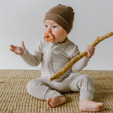 Footless Sleeper with Fold Over Cuffs - Oat