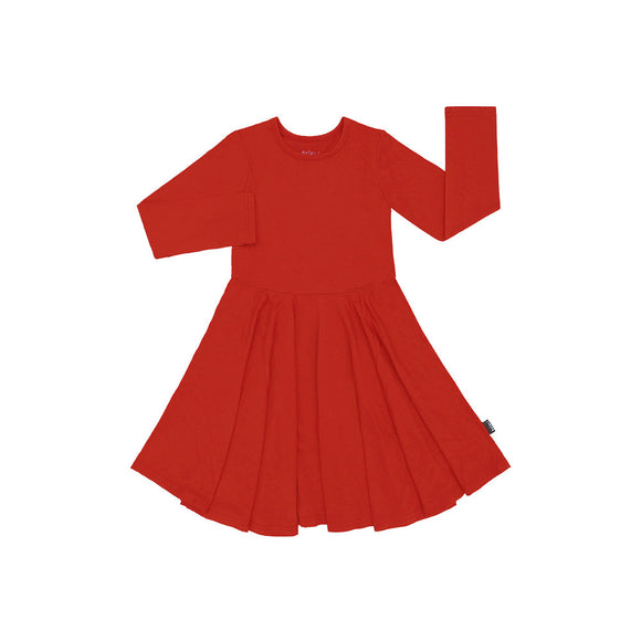 Belan J - Long Sleeves Twirl Dress - Santa Red