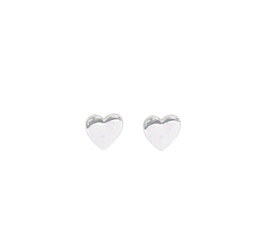 Silver Flat Heart Stud Earrings