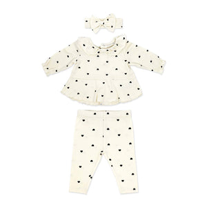 Baby Girls 3 Piece Legging Set: Heart