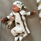 Belan J - Footless Sleeper with Fold Over Cuffs - Moose
