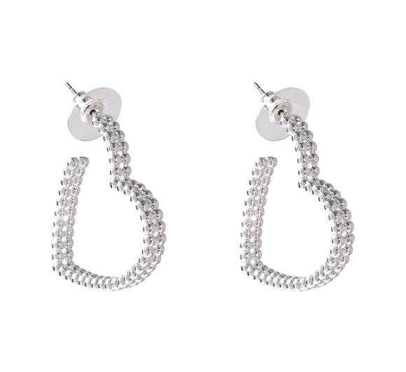 Silver Heart Hoop Earring