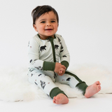 Footless Sleeper with Fold Over Cuffs - Black Bears