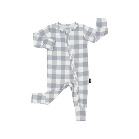 Belan J - Footless Sleeper with Fold Over Cuffs - Denim Plaid