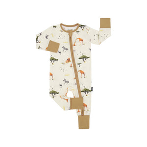 Footless Sleeper with Fold Over Cuffs - Safari