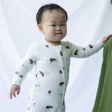 Belan J - Footless Sleeper with Fold Over Cuffs - Hedgehogs
