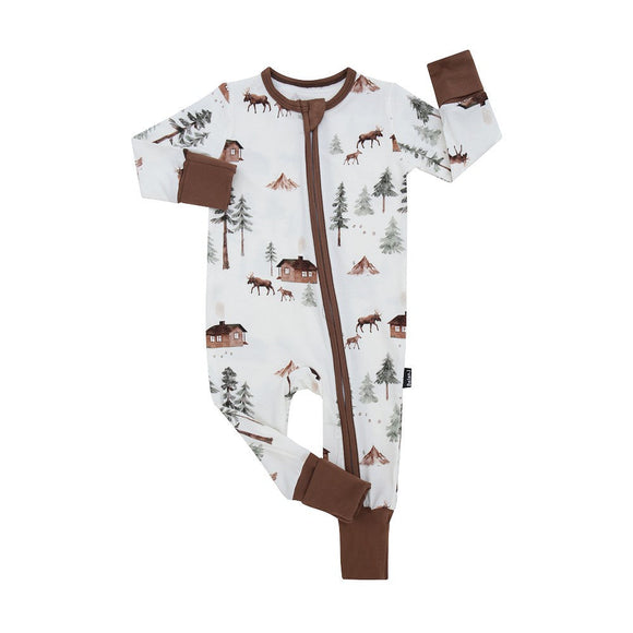 Belan J - Footless Sleeper with Fold Over Cuffs - Moose