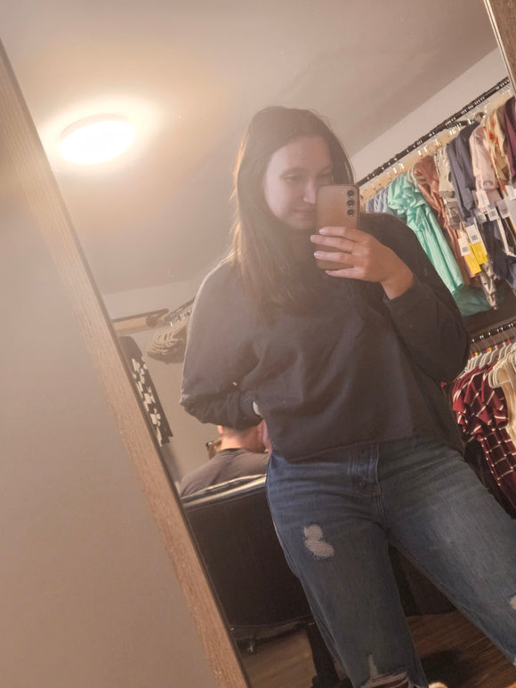 Maeve Cropped Raw Edge Sweatshirt