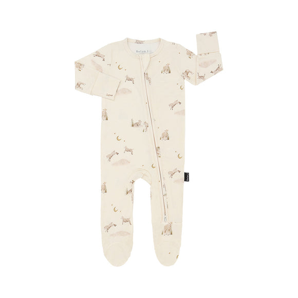 Belan J - Footed Zipper Sleeper - Little Lambs