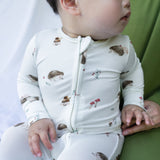 Belan J - Footless Sleeper with Fold Over Cuffs - Hedgehogs