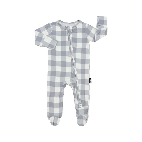 Belan J - Footed Zipper Sleeper - Denim Plaid