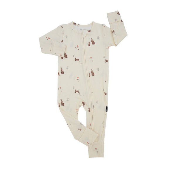 Belan J - Footless Sleeper with Fold Over Cuffs - Bunnies