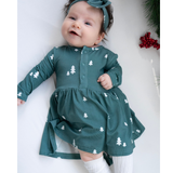 Belan J - Long Sleeve Baby Peplum Dress - Tiny Trees