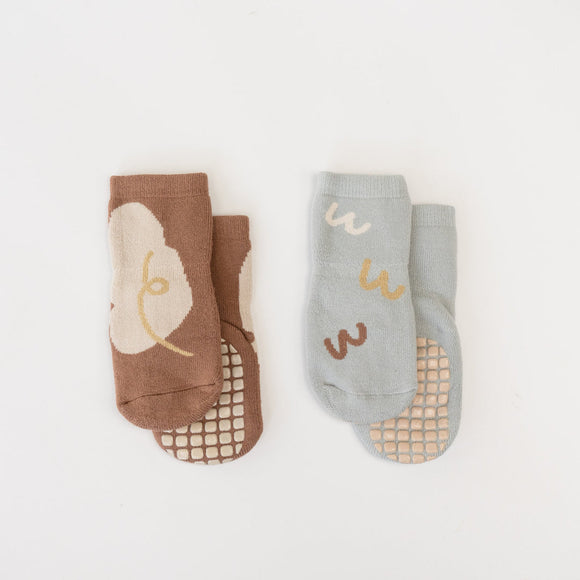 Belan J - Cozy-Non Slip Socks (2 Pack) - Fun Lines