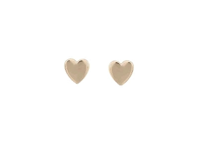 Gold Flat Heart Stud Earrings