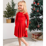 Belan J - Long Sleeves Twirl Dress - Santa Red