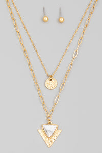 Layered Chain Triangle Charm Necklace
