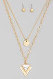 Layered Chain Triangle Charm Necklace